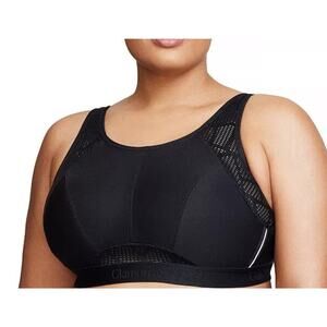 Glamorise 44DD Bra Full-Figure Wireless No-Sweat Mesh Sports Bra 1068 Black NEW
